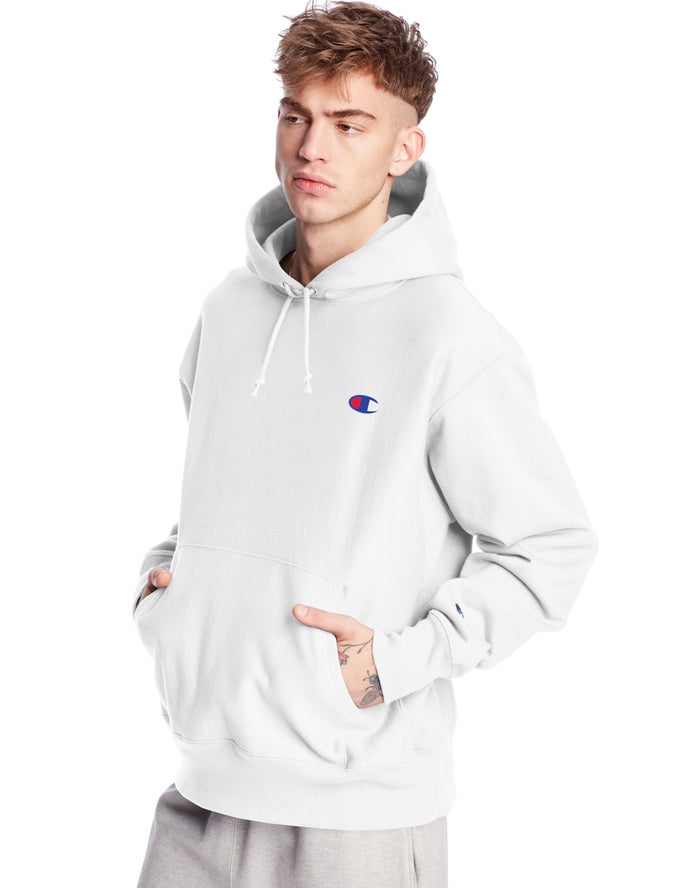 Champion Hoodie Heren - Wit - Reverse Weave C Logo ( 391078-VMH )